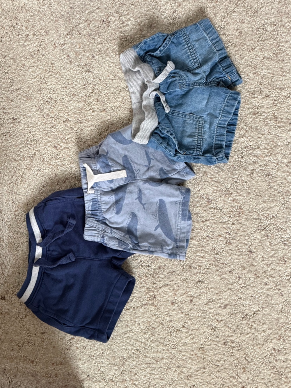 6 month baby boy short bundle - Navy and Light Blue Pull-On Shorts